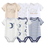 Ensemble 6 pièces bébé nouveauné bodies coton motifs animaux Kiddo idéal garçon fille usage quotidien