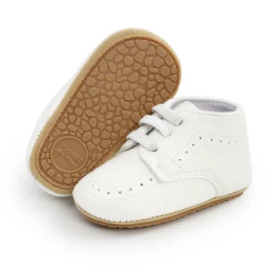 Chaussures bébé premiers pas semelle antidérapante confortables style moderne mygapp blanc beige lacets perforations Chaussures bébé premiers pas semelle antidérapante confortables style moderne mygapp blanc beige lacets perforations