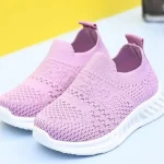 Baskets bébé maille extensible chaussures plates enfants filles garçons 13 ans sport confort rose