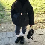 Manteau d&rsquo;hiver bébé garçon fille coton rembourré taille ceinture printemps automne hiver vêtements chauds 210 ans