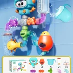 Jouets de bain pour bébé avec ventouses fortes tubes spinner ensemble de jeu d&rsquo;eau piscine de douche pour enfants en bas âge cadeaux pour enfants de 3 ans et plus 21 pièces