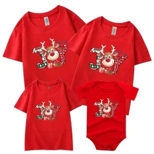 Tshirt bébé Noel famille collection 2023 renne Joy adulte enfant tenue Noel unisexe confortable