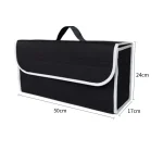 Organisateur coffre voiture pliable en tissu non tissé rangement robuste avec couvercle poignée compartiments multiples noir 50x17x24 cm