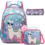 Ensemble sac à dos et accessoires scolaires pour enfants sacs à dos ludiques trousse lunchbox motifs lamas
