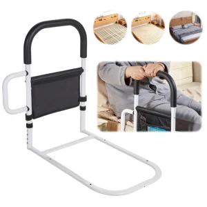 Rail de lit de sécurité pour adultes barre d’assistance antidérapante poignée ergonomique adaptée lit King Queen rangement intégré design moderne Rail de lit de sécurité pour adultes barre d’assistance antidérapante poignée ergonomique adaptée lit King Queen rangement intégré design moderne