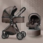 Poussette de Luxe 3 en 1 pour Bébé Bassinette Siègeauto Portable Confort Sécurité Haute Qualité Style Moderne