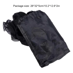 Sac de rangement polyester léger semitransparent noir sac à vêtements organisation accessoires durable closure cordon