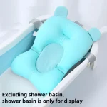 Siège de bain bébé ergonomique avec oreilles de panda coussin de douche pliable support de bain réglable sécurité et confort pour nouveaunés style moderne bleu