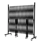 Paravent pliant en métal noir séparation d&rsquo;espace portable usage domestique et professionnel design moderne pliable en accordéon roulettes incluses idéal pour bureaux et salons