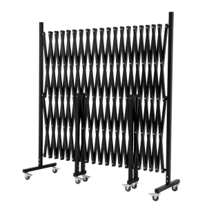 Paravent pliant en métal noir séparation d&rsquo;espace portable usage domestique et professionnel design moderne pliable en accordéon roulettes incluses idéal pour bureaux et salons