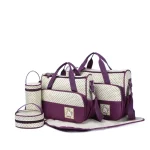 Ensemble sac à langer 5 pièces sacs multifonctionnels coussin intégré accessoires bébé style moderne couleur violet