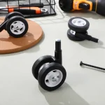 Roues pivotantes de remplacement pour poussette 4 pièces universelles plastique noir et blanc design moderne montage facile pour marcheur bébé ou meuble