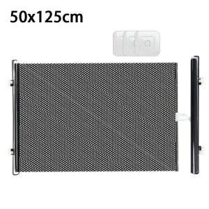 Barrière de sécurité rétractable pour portes et escaliers protection bébé et animaux installation sans perçage design moderne en PVC noir 50x125cm Barrière de sécurité rétractable pour portes et escaliers protection bébé et animaux installation sans perçage design moderne en PVC noir 50x125cm