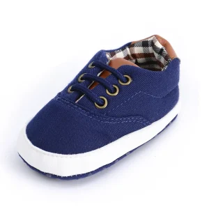 Chaussures d&rsquo;automne pour bébé baskets classiques antidérapantes à semelle souple pour garçons élégantes tendance couleur unie confortables mode printemps  Blue