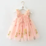Robe de princesse fille en tulle scintillant avec ailes 3D robe de soirée évasée pour anniversaire fêtes vacances style romantique et fantaisiste