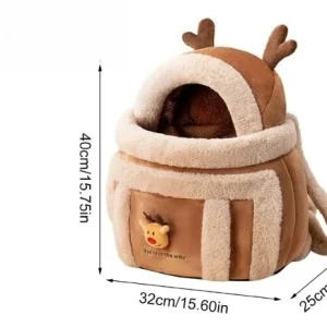 Lit pour chien en peluche avec logo renne nid confortable design moderne douillet antifroid pour chiots intérieur/extérieur