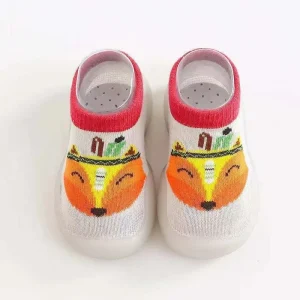 Chaussettes d&rsquo;intérieur à semelles souples pour bébés chaussures mignonnes de dessin animé pour garçons et filles respirantes et antidérapantes simples printemps et été