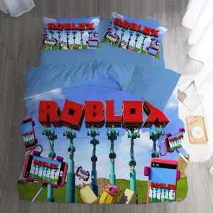 Parure lit Roblox jeu enfant housse couette taies oreiller design coloré polyester coton literie chambre bébé ado déco moderne安全