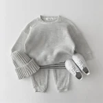 Ensemble vêtements bébé garçon 2 pièces pull et pantalon automne hiver style décontracté coton polyester 13 ans accessoires inclus