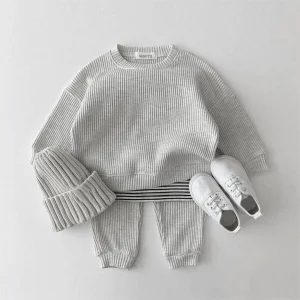 Ensemble vêtements bébé garçon 2 pièces pull et pantalon automne hiver style décontracté coton polyester 13 ans accessoires inclus