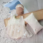Robe de photographe pour nouveaunée fille roupette tulle coussin assorti vêtement photo bébé fille 03 mois style européen tissu doux baptismes anniversaires
