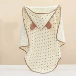 Serviette bébé avec capuchon en tissu doux après bain piscine plage 33×33 cm  Cœur doré cadeau maman bébé nouveauné