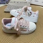 Chaussures enfants Hello Kitty baskets PU antidérapantes respirantes bleues roses 2637 ans filles style kawaii confortable mode enfant