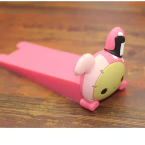 Protecteur de sécurité pour bébé figurine en silicone mignonne buteur de porte antidérapant collecteur de bourrage de porte bloc de protection pour la maison et le bureau  Rose