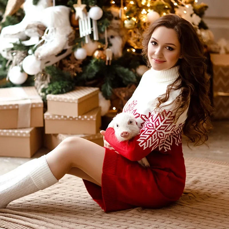 Pull tricoté col roulé Noël enfant chaud confortable famille style festif qualité premium durabilité idée cadeau hiver