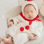 Tenue de photographie en peluche ours mignon pour nouveau-né, vêtements pour bébé, chapeau et combinaison, jouet au beurre, accessoires de tir pour bébé, accessoires de Noël – Outfit