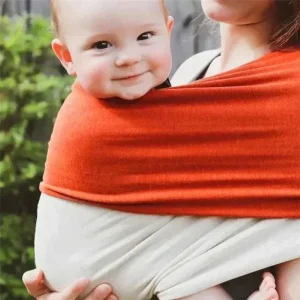 Écharpe de portage en coton doux et élastique pour bébé couverture facile à porter pour nouveauné photographie ronde  orange beige