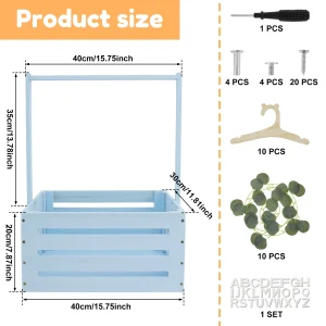 Panier de rangement en bois pour fête prénatale caisse de rangement pour jouets de bébé panier cadeau polyvalent nouveaux parents bleu clair