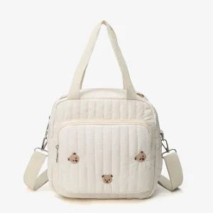 Sac à dos bébé multifonctionnel style ours mignon en tissu doux portefeuille maman compartiments organizateurs