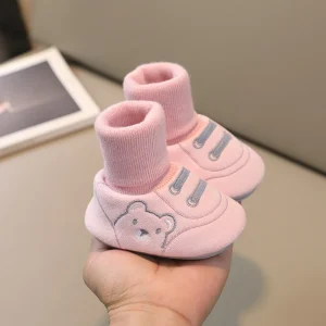 Chaussettes bébé style ours chaussons intérieur confortables semelle douce design mignon unisexe 13 ans