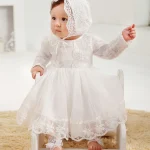 Robe pour bébé fille vêtements de fête anniversaire premier anniversaire robe en polyester style aline manches longues dentelle cadeau élégant confortable sécurité praticité