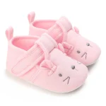 Chaussures à semelle souple pour bébés filles et garçons chaussons de berceau avec motifs animaux rose pastel coton fermeture Velcro 01 ans