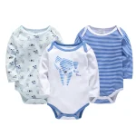 Ensemble vêtements bébé garçon 3 pièces 03M body coton manches longues col rond motifs animaux KAVKAS