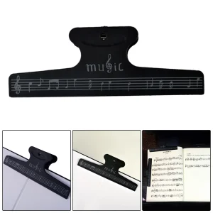 Support de partition musicale en plastique noir avec notes stylisées pince pour maintenir les feuilles design moderne et fonctionnel accessoire pratique pour musiciens Support de partition musicale en plastique noir avec notes stylisées pince pour maintenir les feuilles design moderne et fonctionnel accessoire pratique pour musiciens