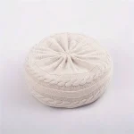 Pouf doux pour photographie bébé coussin rond amovible oreiller de pose lavable accessoire canapé texture tricotée couleur neutre cadeau séance photo