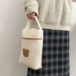 Sac à couches bébé coton ours maman sacs organizateur fermeture éclair maternité sac à main beige