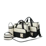 Sac à langer de grande capacité pour bébé 5 pièces/ensemble sac d&rsquo;accessoires multifonctionnel pour nouveauné pochette de bouteille indépendante à la mode  Black