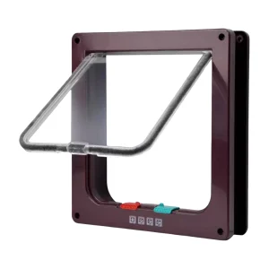 Porte intérieure et extérieure de sécurité pour chat et chien avec serrure 4 voies design moderne marron foncé