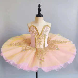 Tutu de danse classique pour maman et fille robe de ballet en tulle rose et jaune