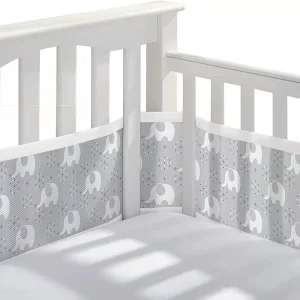 Protègematelas bébé en maille respirante 2 pièces gris éléphants sécurité lit bébé 024 mois