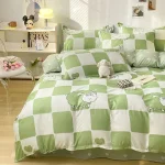 Parure de lit moderne pour chambre d&rsquo;enfant housse de couette drap plat taie d&rsquo;oreiller tissu doux design moutons vert pastel accessoires inclus chambre bébé fille garçon