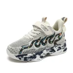 Chaussures de sport enfants respirantes baskets décontractées filles garçons printempsautomne beige motifs flammes confort amorti