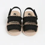 Sandales d&rsquo;été pour bébés filles marques waddlebub pompons décoratifs semelle souple chaussures plates pour premiers pas style princesse