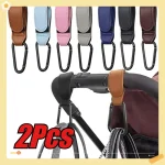 Accessoire poussette portesac 2 pièces cuir synthétique sangles rotatives métal carabiner multiple couleurs