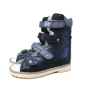 Sandales Orthopédiques Enfant Décontractées Cuir Doux Sangles Velcro Sécurité Tailles 2237 Noir