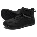 Chaussures montantes enfants HOBIBEAR style sportif noires lacets et Velcro confort et sécurité.usage quotidien randonnée école